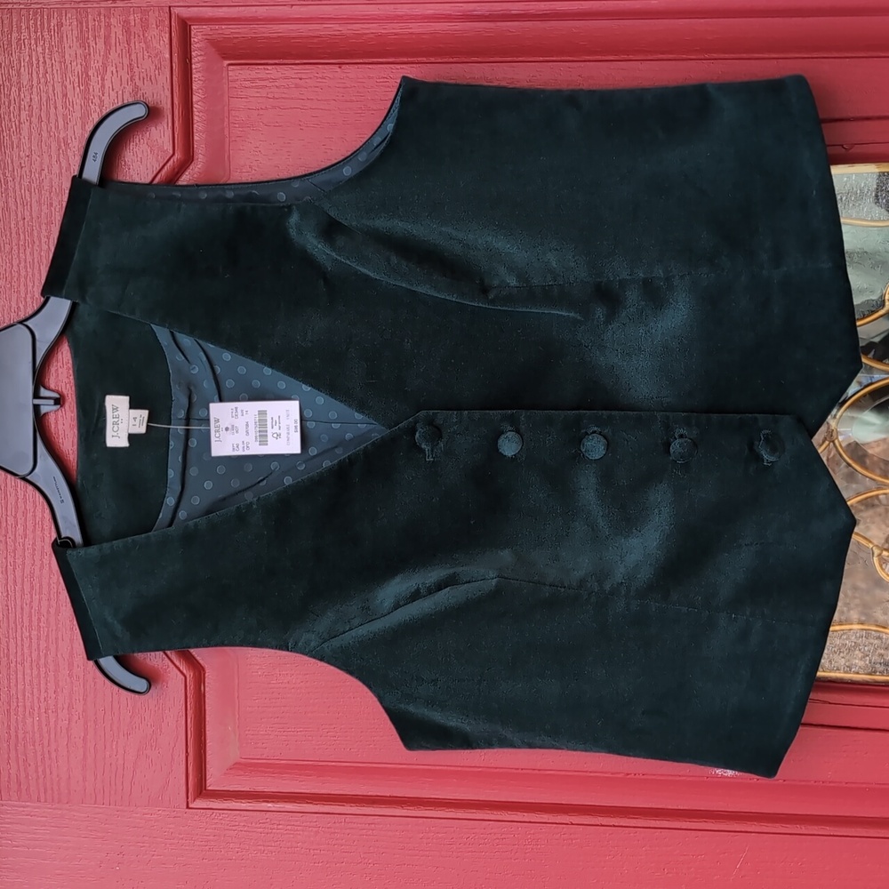NWT - J. Crew Women's Velour Vest - Emerald Green